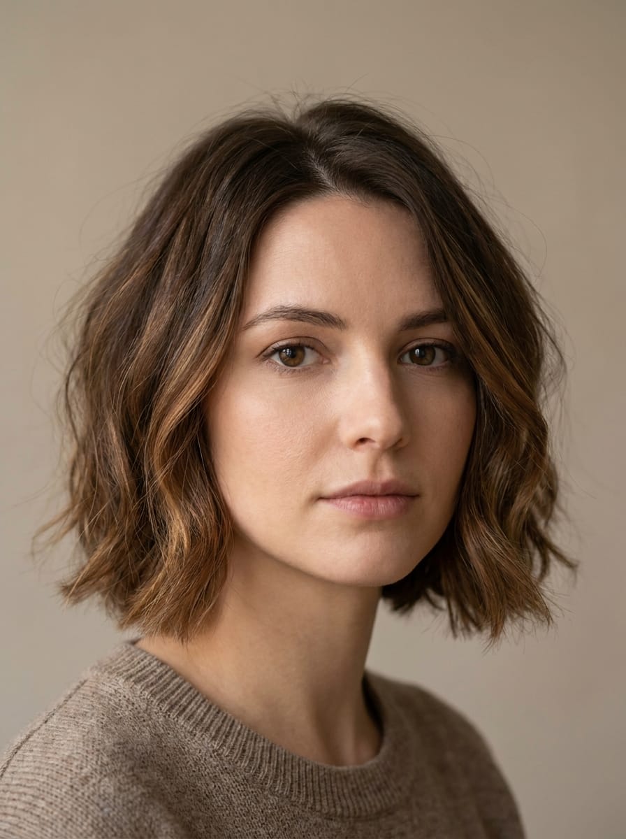 Brauner Bob mit subtiler Balayage - Kurze braune Bob Frisuren